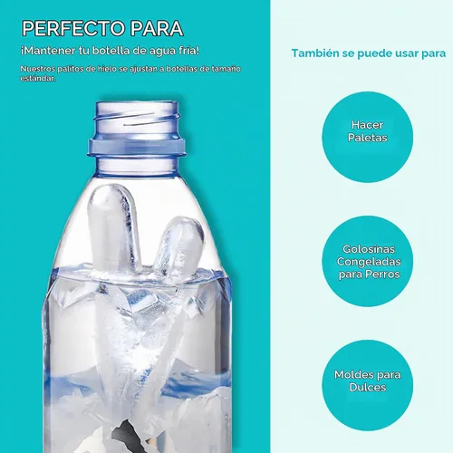 Vista 4 de Jacent Bandeja reutilizable de silicona y plástico para cubitos de hielo, cubos de hielo fáciles de empujar y reventar para botella de deportes