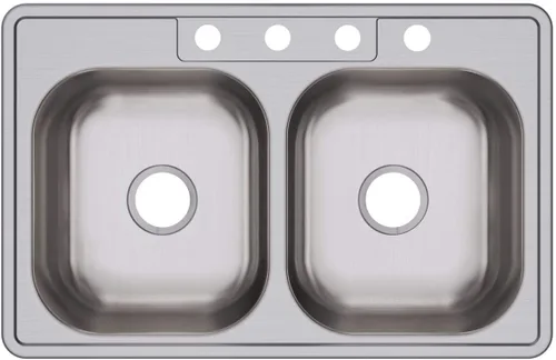 Vista 20 de Dayton D233221 Equal - Fregadero de acero inoxidable con doble tazón, 33 x 22 x 6.5 pulgadas