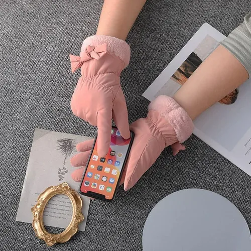 Vista 6 de Guantes de forro polar de pantalla táctil a prueba de viento para mujer