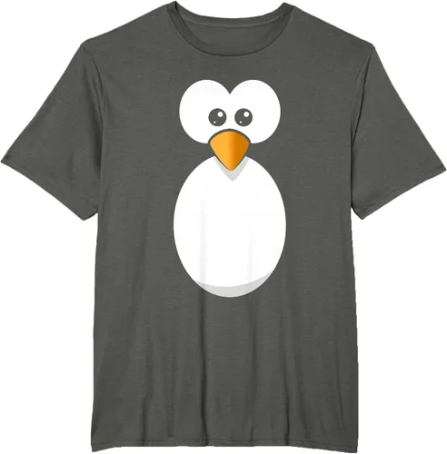 Vista 5 de Camiseta divertida con diseño de cara de pingüino o disfraz fácil, color negro, talla S
