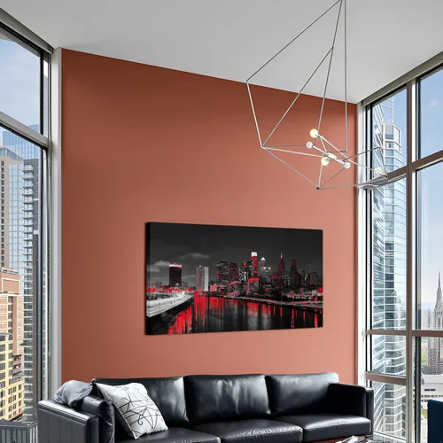 Vista 5 de sechars Lienzo artístico de pared de Filadelfia, blanco y negro, rojo, ciudad de Estados Unidos, horizonte nocturno, impresión fotográfica moderna