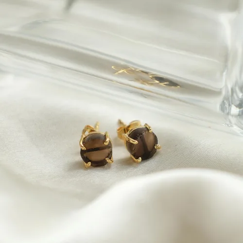 Vista 159 de Gempires Natural Raw Prong Setting Stud Earrings, 8-10 mm Crystals Earring, Handmade Jewelry, Gift for Her