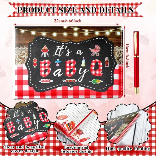 Vista 2 de Engrowtic Libro de invitados de cuero para baby shower con bolígrafo, 112 páginas para el día de Acción de Gracias, libro de invitados con fecha