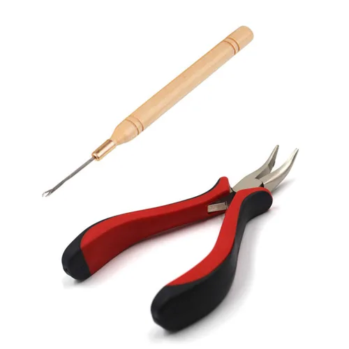Vista 2 de TIHOOD Kit de extensión de cabello, alicates para tirar de ganchos, kit de herramientas de dispositivo de cuentas y 200 piezas de microanillos