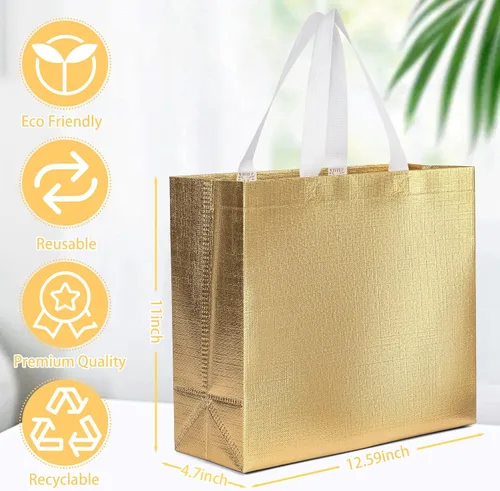 Vista 2 de Paquete de 25 bolsas de regalo grandes para regalo, fiesta de cumpleaños, boda, bolsa de regalo reutilizable, bolsas de regalo gigantes plateadas