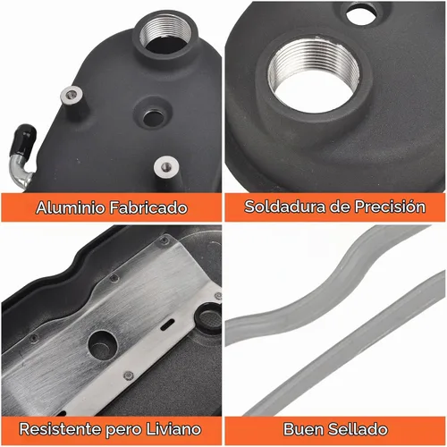 Vista 3 de Cubierta de válvula de motores de aluminio fundido con soportes de bobina compatible con GM LS LS1 LS2 LS3 LS6 5.3 6.0 - Negro