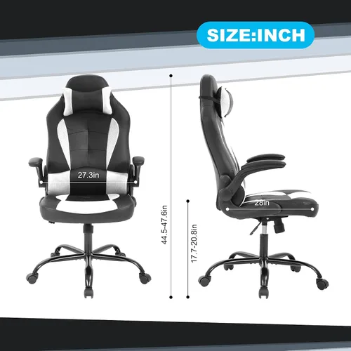 Vista 2 de Silla de videojuegos, silla de computadora, silla de escritorio, silla de juegos de PC, silla ergonómica de carreras de oficina para mujeres