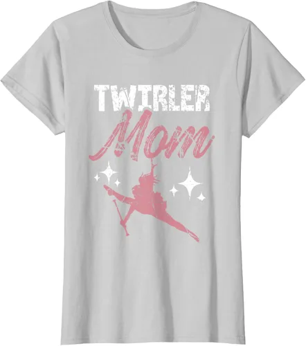 Vista 14 de Twirler Mom Baton Madre Majorette Funny Gymnastic Twirling T-Shirt Negro