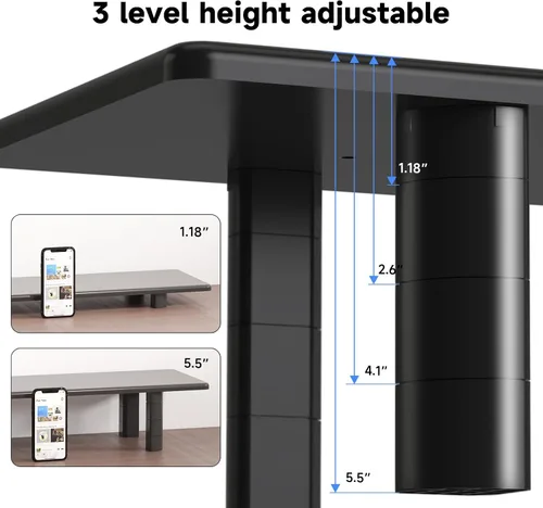 Vista 3 de suptek Soporte elevador de monitor doble, 32.28 pulgadas para monitor grande para 2 monitores, soporte de monitor de computadora, estante de madera