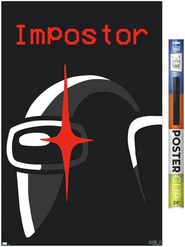 Vista 11 de Póster de pared de Among Us Impostor, 34 pulgadas de largo x 22.4 pulgadas de ancho, versión enmarcada de madera de granero