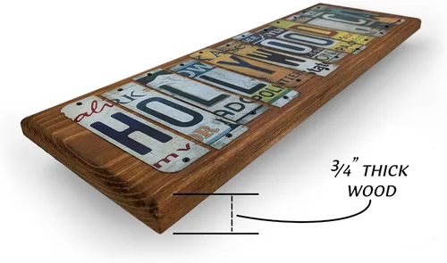 Vista 4 de Letra de matrícula personalizada, réplica de tiras cortadas de letras, arte de letras en estilo rústico DIY, señalización personalizada de palabras