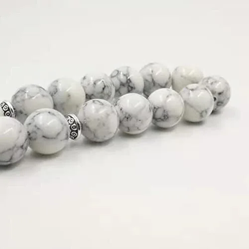 Vista 3 de Tasbih - 33 cuentas de oración musulmana con piedra turquesa blanca, rosario islámico, regalo (0.315 in x 33 cuentas)