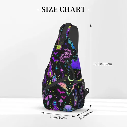 Vista 3 de KMIVQGE Mochila cruzada con diseño de calavera de azúcar para viajes, senderismo, pecho, bolsa de hombro para hombres y mujeres, ciclismo, caminar