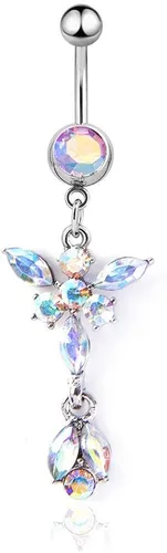 Vista 5 de 5 anillos de ombligo de acero inoxidable 14G para mujer, diseño de tortuga, elefante, circonita cúbica, anillos para el ombligo, joyería