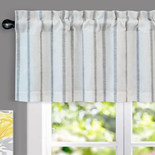 Vista 33 de DriftAway Briony - Cortina opaca con amarre para cocina, ajustable, diseño de globos, líneas texturizadas, estampadas, persianas romanas