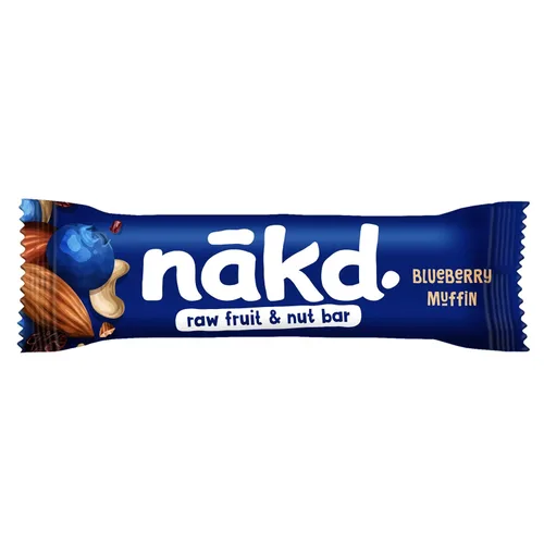 Vista 3 de Nakd Bar, Blueberry Muffin de frutas crudas y frutos secos, sin gluten, vegano, 18 unidades18