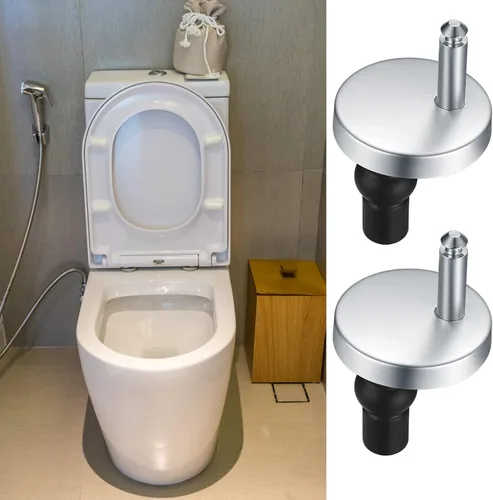 Vista 4 de Juego completo de 2 accesorios de bisagra de asiento de inodoro, tuercas de fijación superior, tornillos de liberación rápida, accesorios de goma