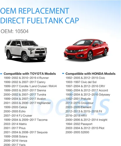 Vista 2 de Tapa de gasolina con bloqueo, tapa de combustible de bloqueo de repuesto 10504 para Toyota 4Runner Camry Tundra Acura Tacoma Chevrolet Silverado