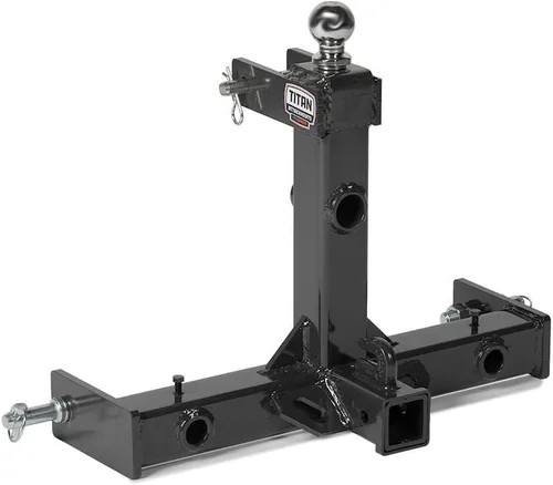 Vista 11 de Titan Attachments Enganche de remolque de tractor de cuello de cisne de 3 puntos, lanza de pacas de heno de 43 pulgadas y estabilizadores, se adapta