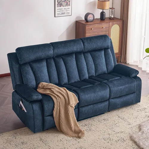 Vista 13 de Sofá reclinable de terciopelo, sofá biplaza reclinable doble con calor y masaje, sofá reclinable de pared con USB y tipo C, sofá reclinable