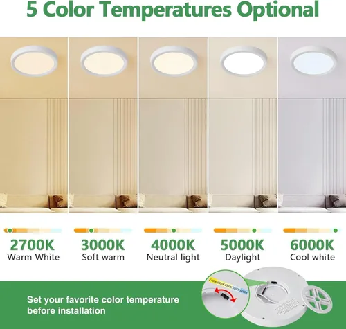 Vista 2 de Lámpara de techo empotrada LED blanca de 7 pulgadas, 2 unidades, 12 W, 1080 Blanco