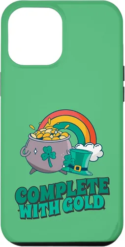 Vista 25 de iPhone 16 completo con oro - Funda con diseño de arcoíris y fortuna