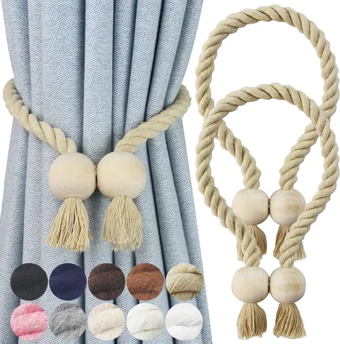 Vista 12 de Alzapaños magnéticos para cortinas, alzapaños decorativos Nieffeiy Beige