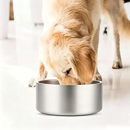 Vista 6 de Cuencos de acero inoxidable de doble pared para perro, 32 onzas, 64 onzas, platos antideslizantes sin BPA para mascotas, cuenco para comida y agua
