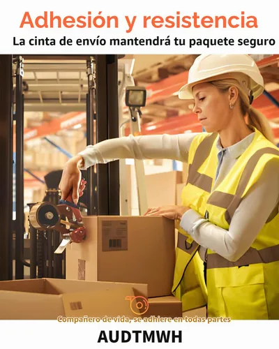 Vista 5 de AUDTMWH Cinta de embalaje con dispensador, 1.88" x 48 yardas, 2 rollos con 1 dispensador