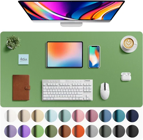 Vista 201 de Aothia - Protector de escritorio de cuero sintético grande, base antideslizante para mouse y superficie para escribir, impermeable, fácil de Agua