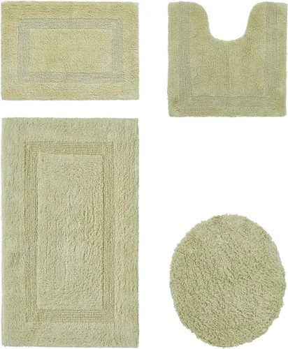 Vista 35 de Better Trends Juego de 4 alfombras de baño de lujo, 100% algodón, suaves, absorbentes de agua, reversibles, lavables a máquina, para decoración