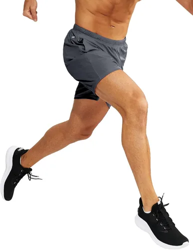 Vista 6 de MIER Pantalones cortos deportivos para hombre, para correr, gimnasio, entrenamiento, 5 pulgadas, de secado rápido, pantalones cortos ligeros