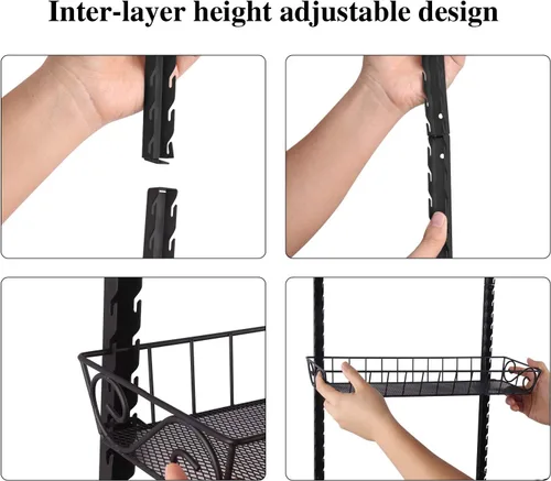 Vista 7 de SWOMMOLY Organizador Estante de Especias de Pared Ajustable, 12 Niveles de Doble Uso (Multiuso) Estante Colgante de Especias para Almacenamiento