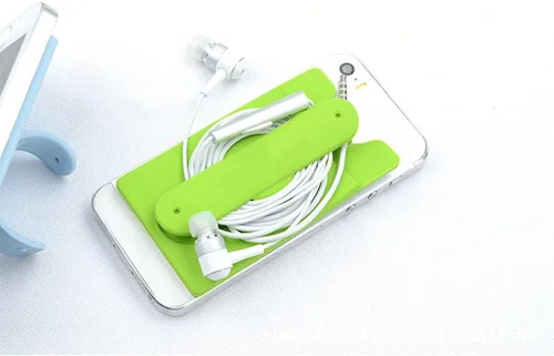 Vista 6 de Tarjetero con soporte para teléfono celular, funda adhesiva de goma de silicona para teléfono inteligente (6 unidades)