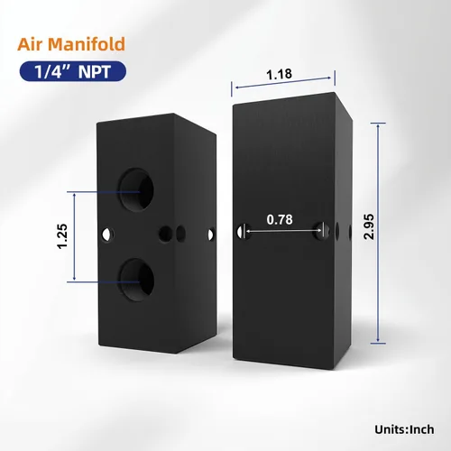 Vista 2 de 1/4 NPT Colector de Compresor de Aire, Divisor de Manguera de Línea de 2 Vías de 4 Puertos Coleector Neumático de Distribución de Aire