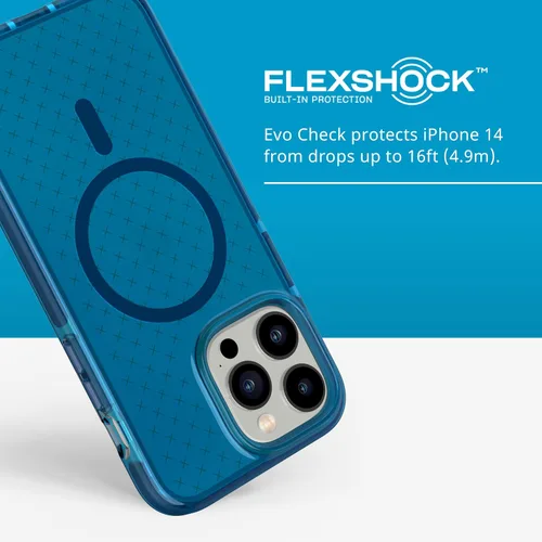 Vista 4 de tech21 iPhone 14 Pro Max Evo Check compatible con MagSafe® – Funda protectora delgada y absorbente de golpes con protección FlexShock Multi-Drop