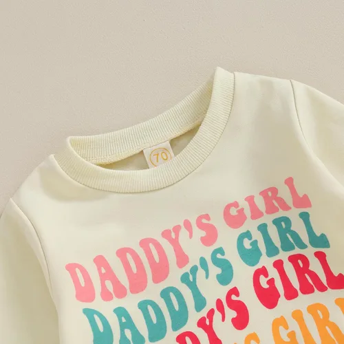 Vista 4 de Shejingb Ropa de bebé para niña, sudadera de mamá y papá, pantalones de color sólido, ropa para otoño e invierno