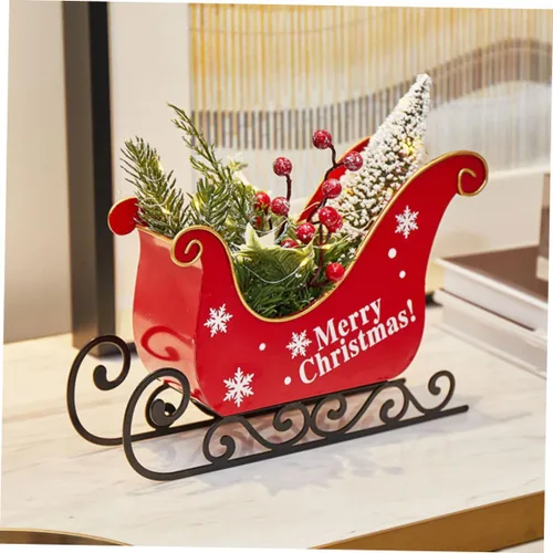 Vista 3 de IMIKEYA Decoración del hogar Trineo de Navidad Adornos de centro de mesa de Navidad Decoraciones de hierro forjado