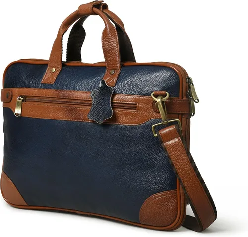 Vista 2 de ADYAN Bolso de mensajero de cuero de 15 pulgadas para portátil para hombres maletín de oficina para hombre y mujer maletines de negocios