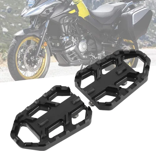 Vista 2 de Estriberas para motocicleta, reposapiés, reposapiés, reposapiés, reposapiés ancho, compatible con FordL650 DL1000 VSTROM / (negro)
