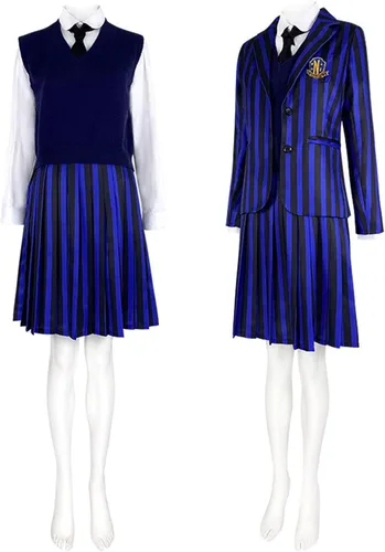 Vista 2 de Masfrida Enid Sinclair - Disfraz de colegialas Uniforme Never more Cosplay para niños para Halooween