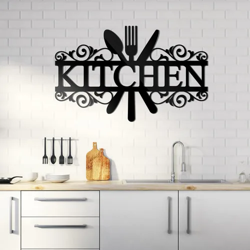 Vista 7 de Spakon Calcomanías de pared para cocina, calcomanías acrílicas, decoración de pared de cocina, decoración de espejo 3D para comedor y hogar (negro)