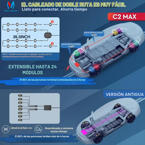 Vista 3 de MICTUNING C2 Max RGB+IC Chasing Color Rock Lights - 2 piezas (no incluye controlador)