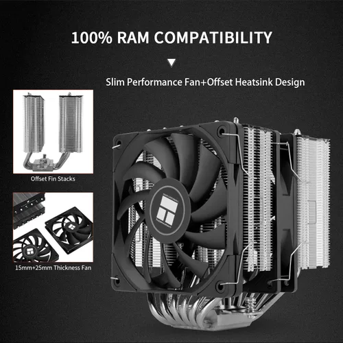 Vista 4 de Thermalright Royal Knight 120 SE - Enfriador de aire para CPU, refrigeración con disipador de calor de torres duales, enfriador de CPU de 6 tubos