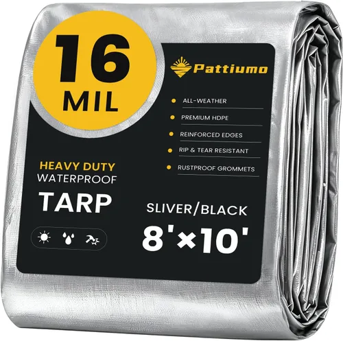 Vista 16 de Pattiumo Lona impermeable de 8 x 10 pies y 14 mil de lona resistente multiusos, cubierta protectora impermeable, resistente a los rayos UV, todo