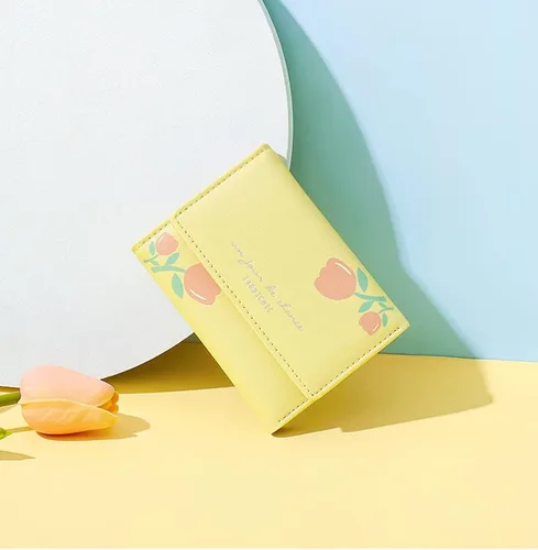 Vista 7 de Belsmi Billeteras pequeñas y delgadas de cuero para mujer, Estilo A - Amarillo, Lindo