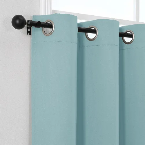 Vista 7 de Simplebrand Juego de 2 paneles de cenefa aguamarina para ventana de cocina de 14 pulgadas de largo, cortinas de oscurecimiento de habitación