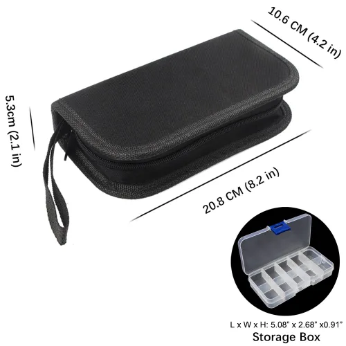 Vista 5 de Kit de limas de raspa de madera – Juego de 12 limas de aguja de metal pequeñas surtidas con cepillo de cerdas y funda de transporte para correa