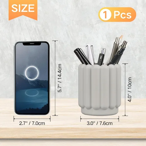 Vista 2 de Soporte de silicona para bolígrafo, portalápices, lindo vaso para escritorio para niños, decoración de oficina, accesorios de escritorio, Gris claro