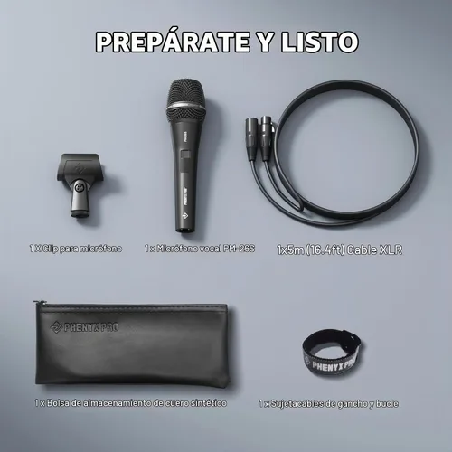 Vista 8 de Phenyx Pro Supercardioid Micrófono dinámico de mano con cable XLR PM-26S